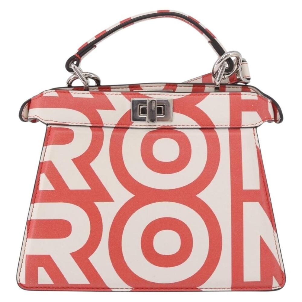 Fendi Leather Mini Peek A Boo Handbag White